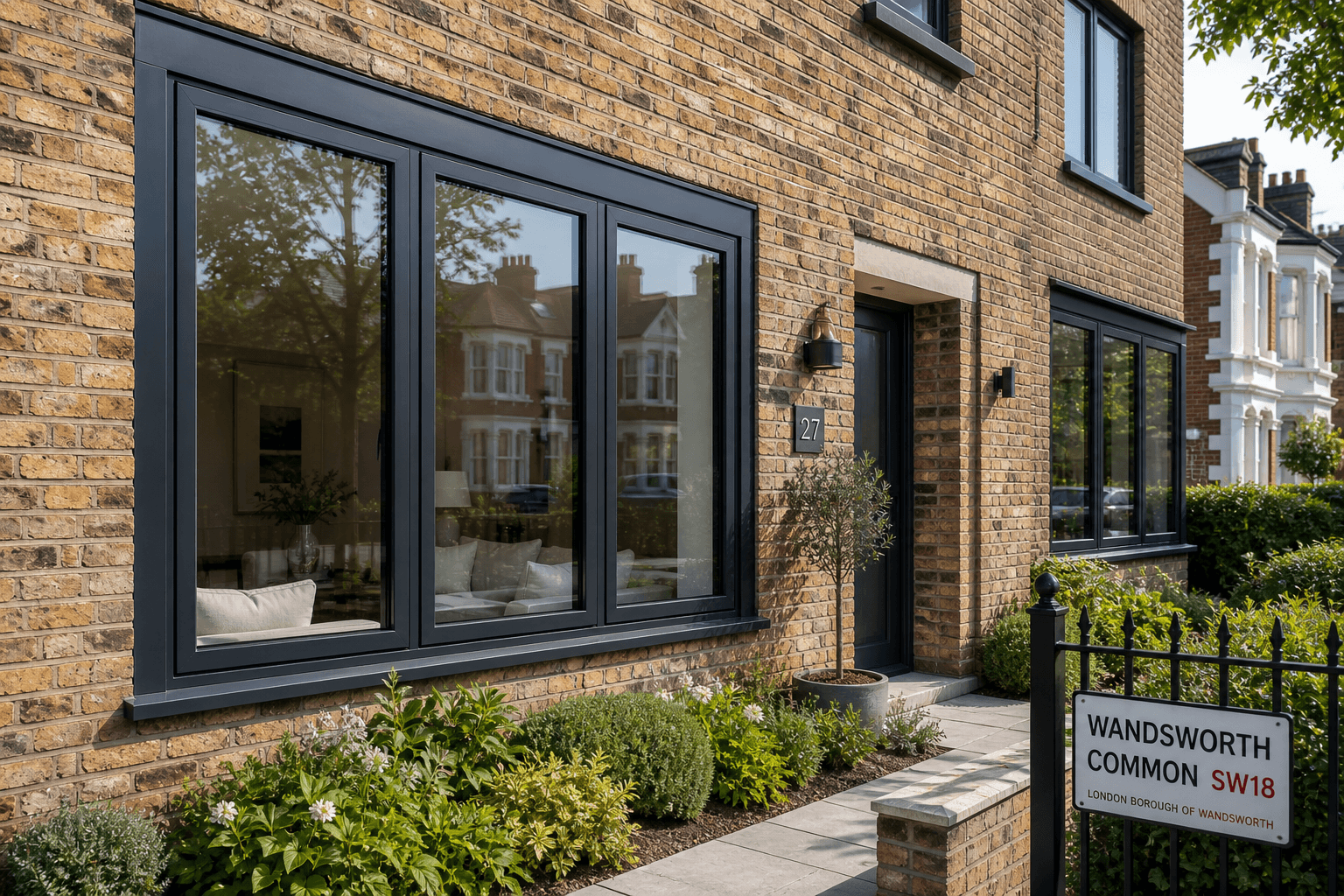 Aluminium windows with minimal frames on modern home