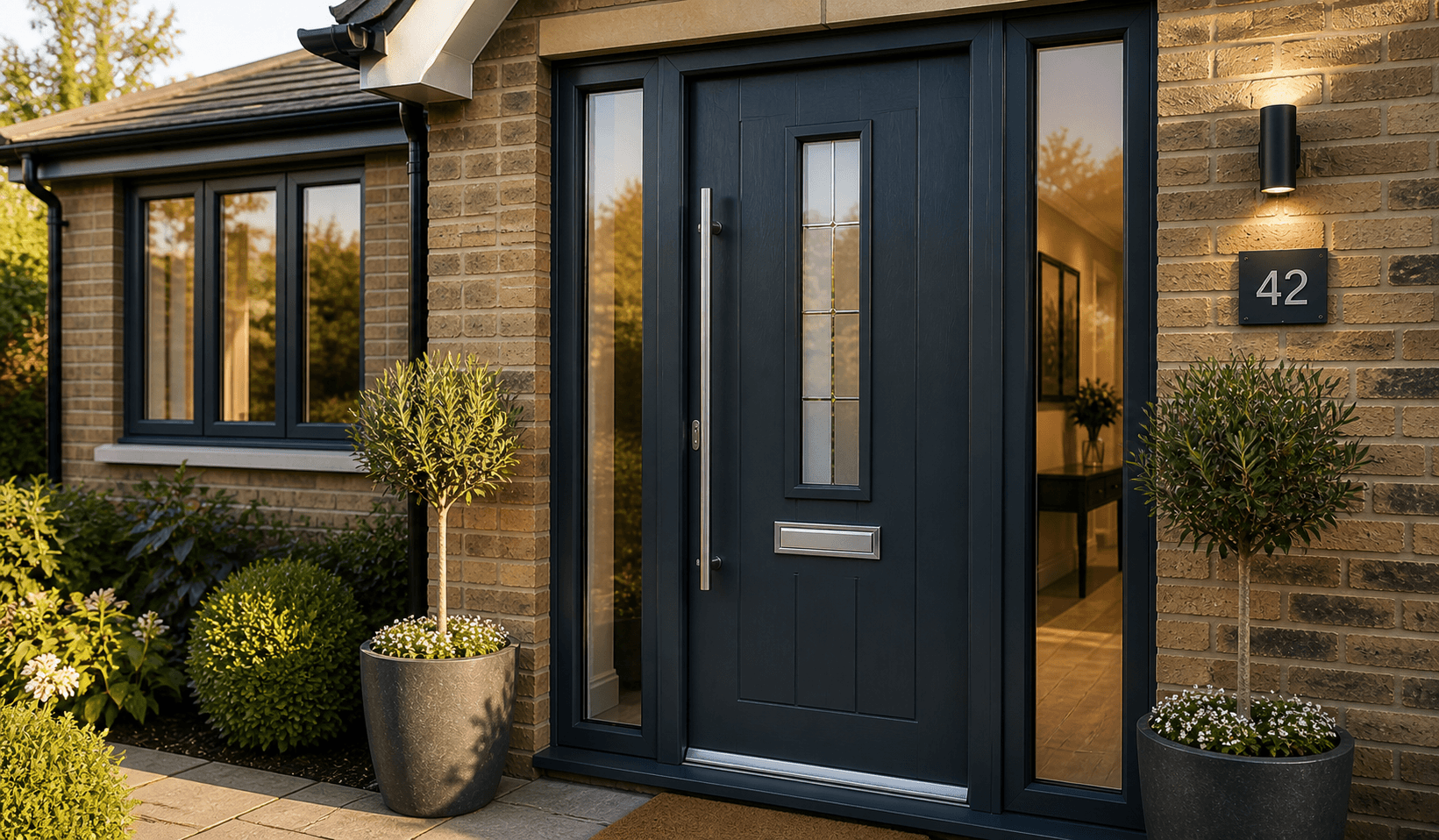 Composite front door in anthracite grey
