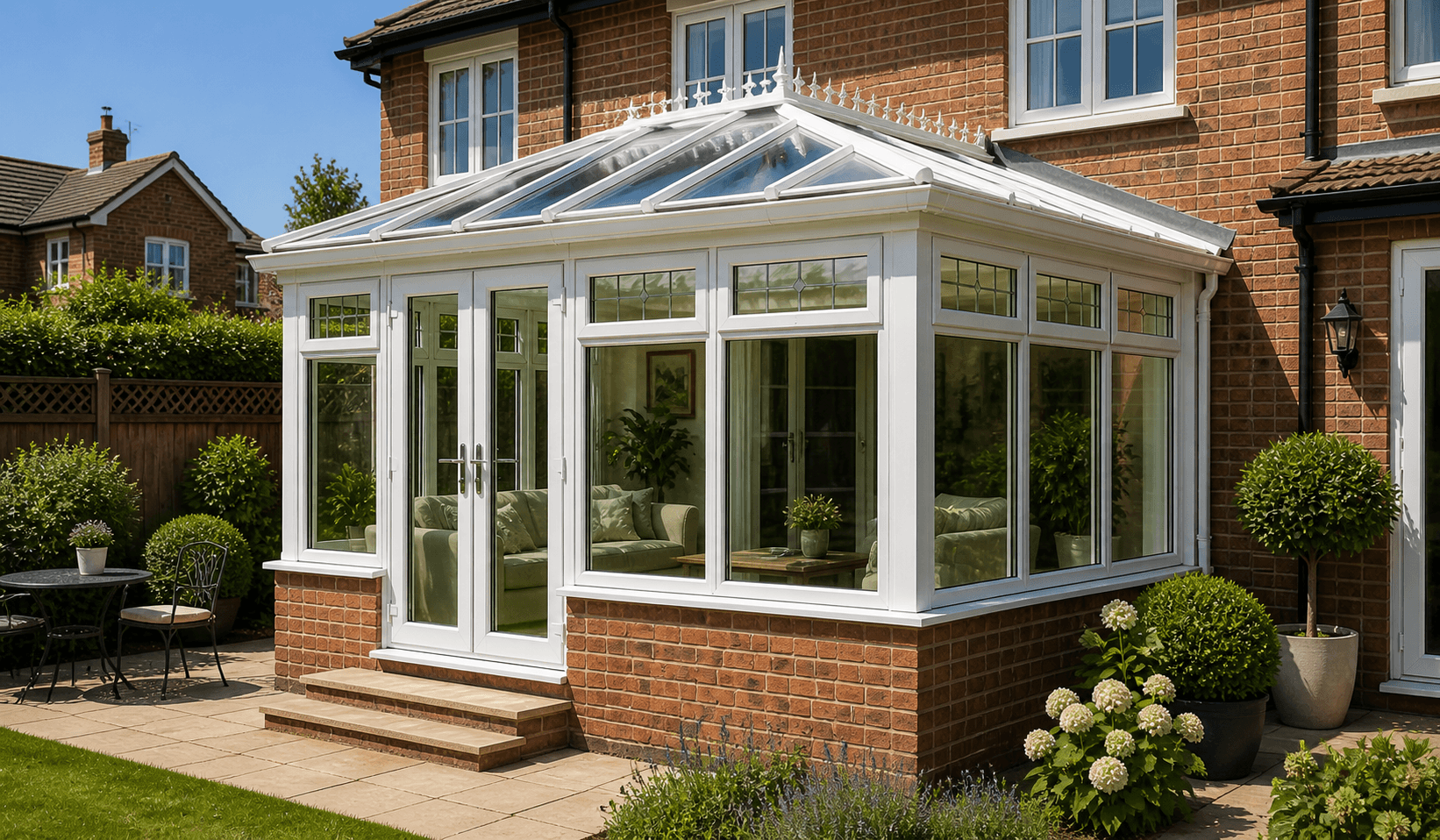 Victorian conservatory with faceted bay front