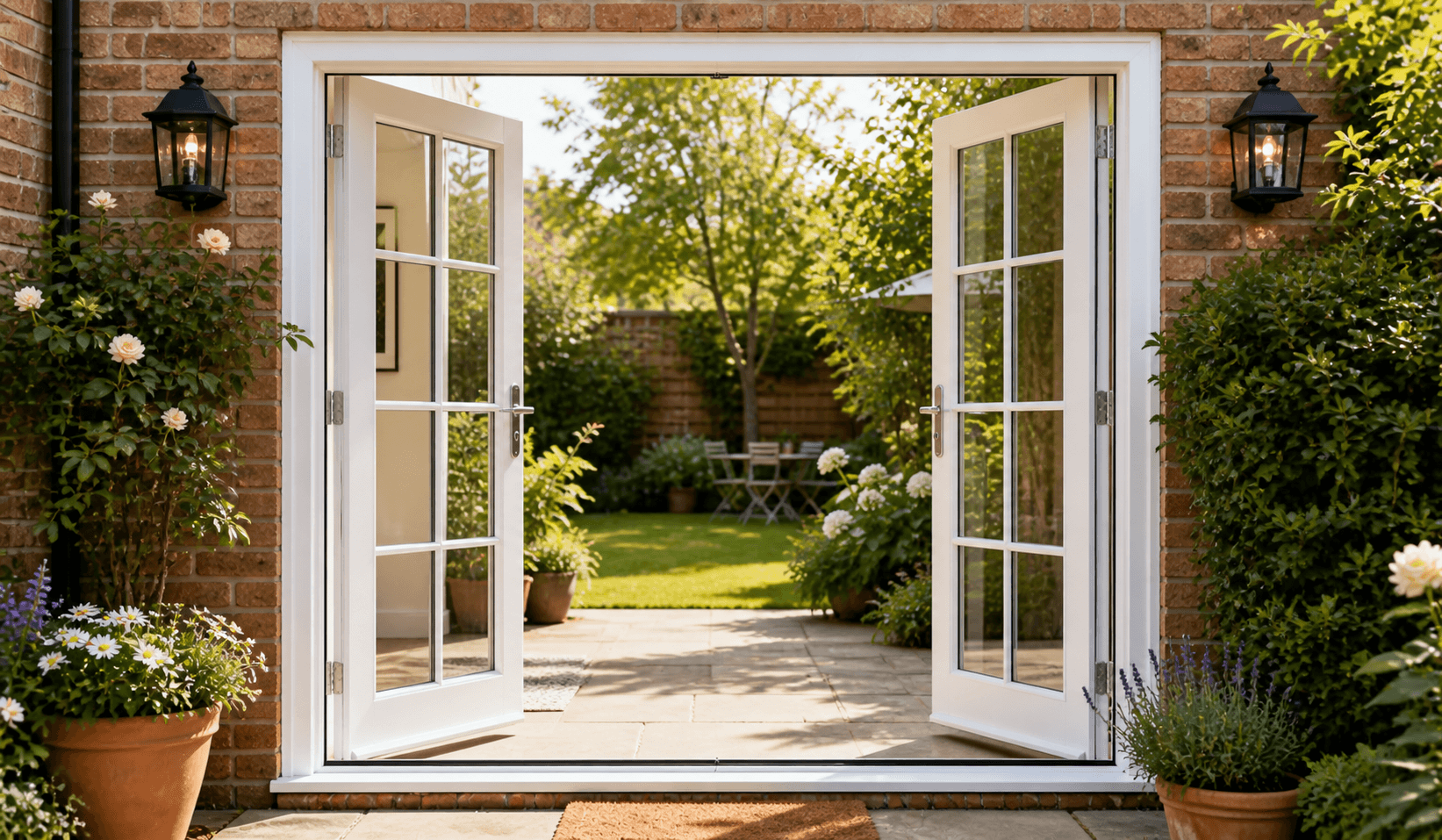 French doors opening onto garden
