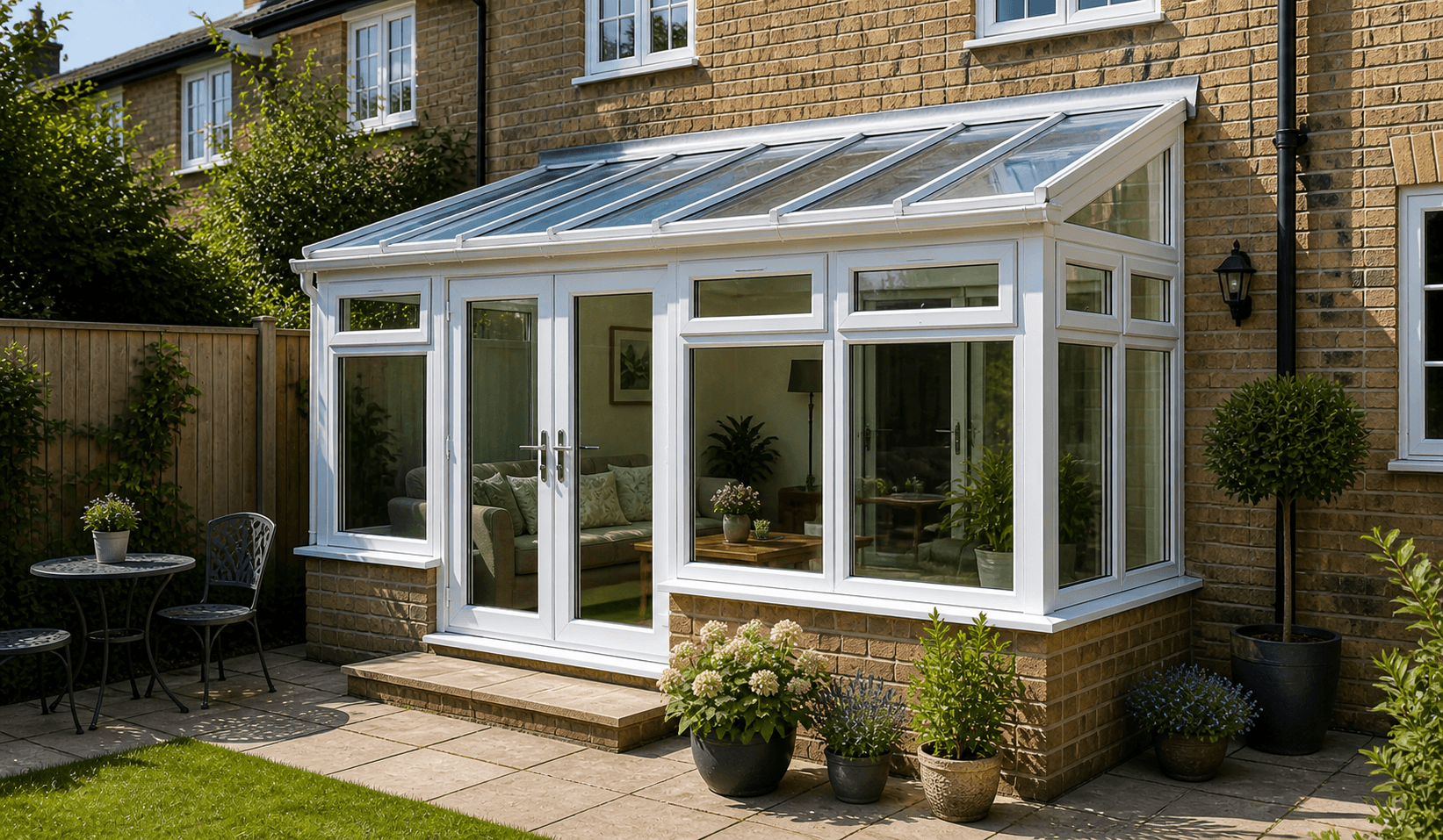 Lean-to conservatory on rear of terraced house
