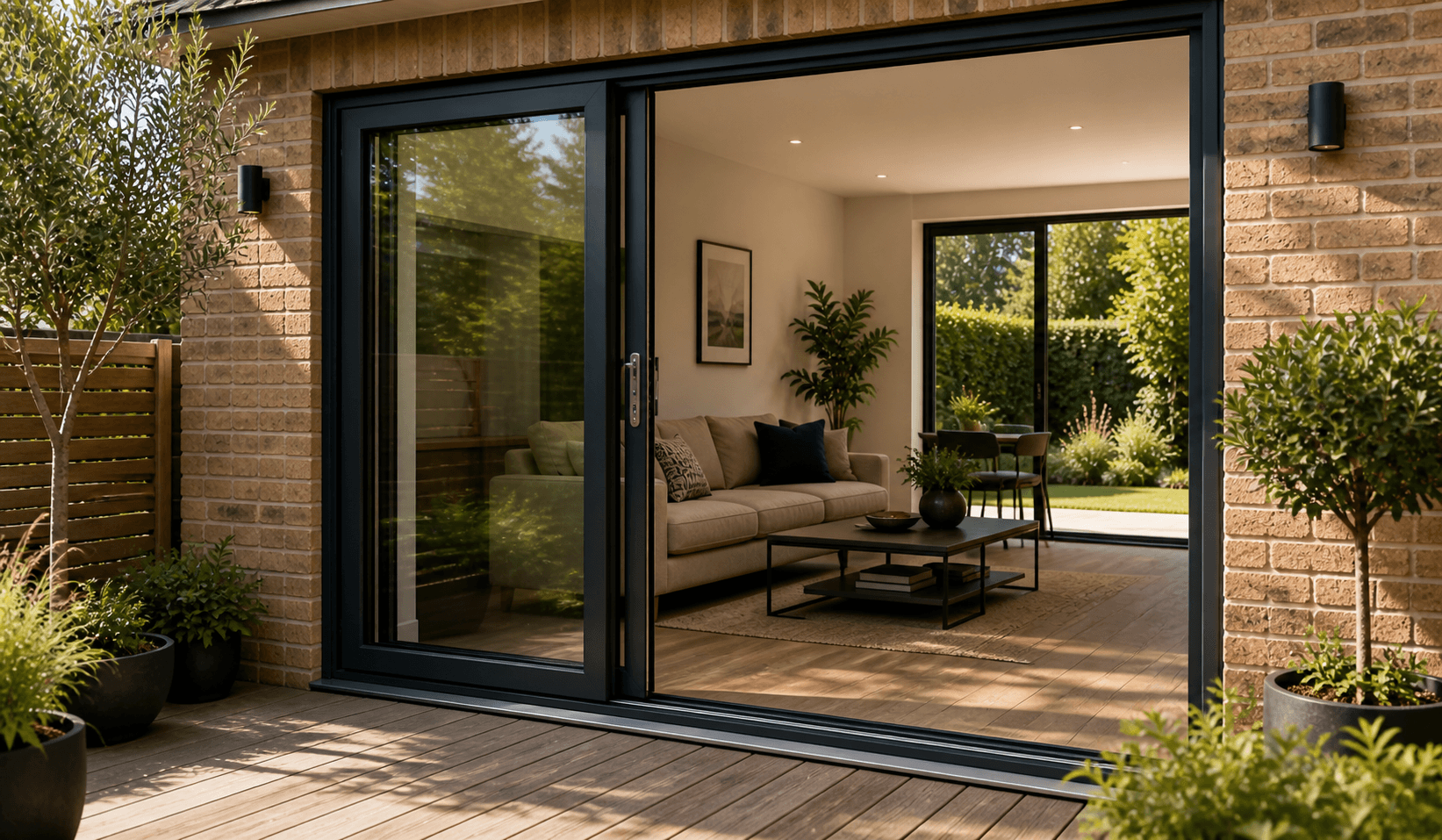 Sliding patio doors onto decking