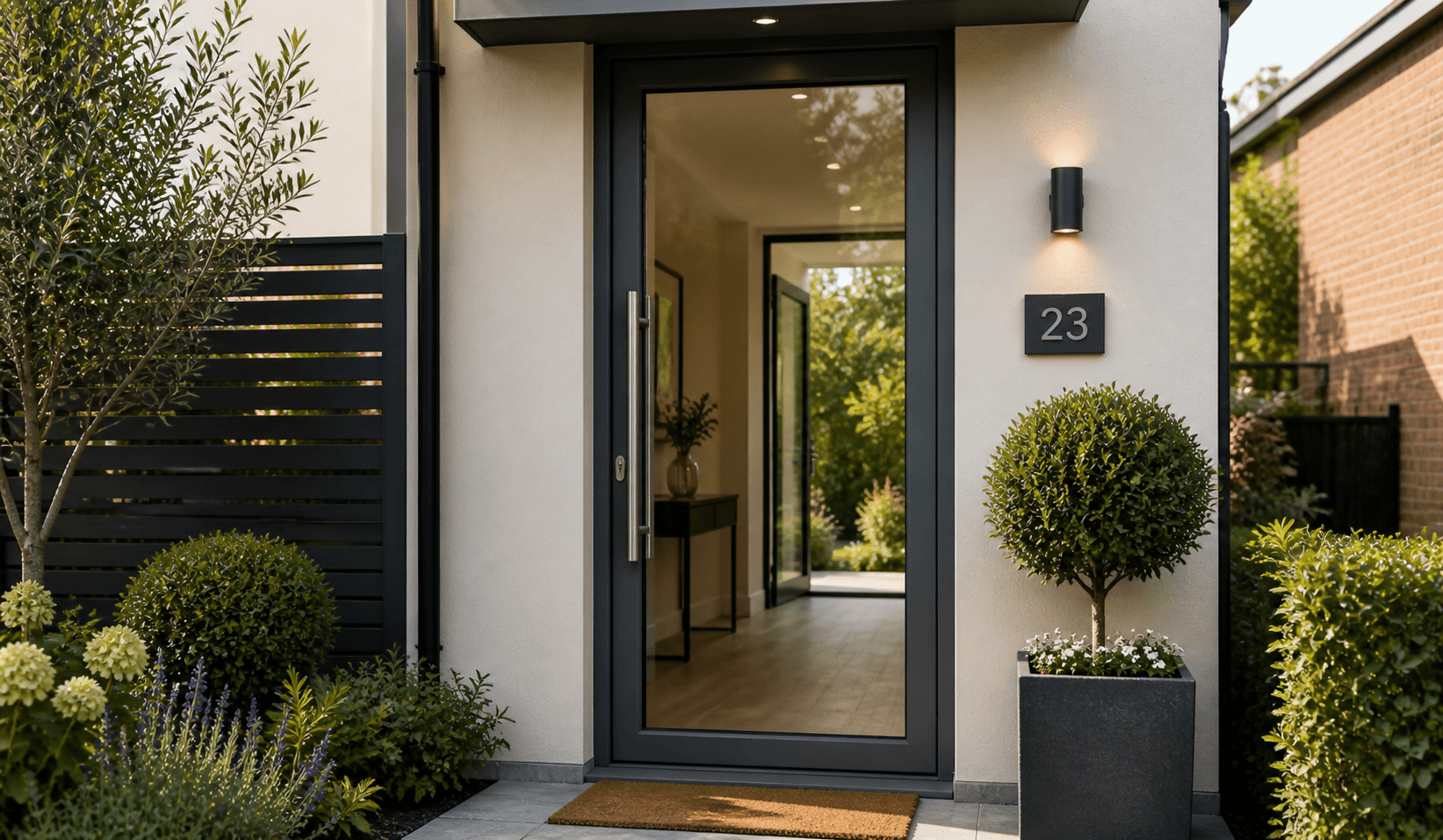 Slim profile aluminium door