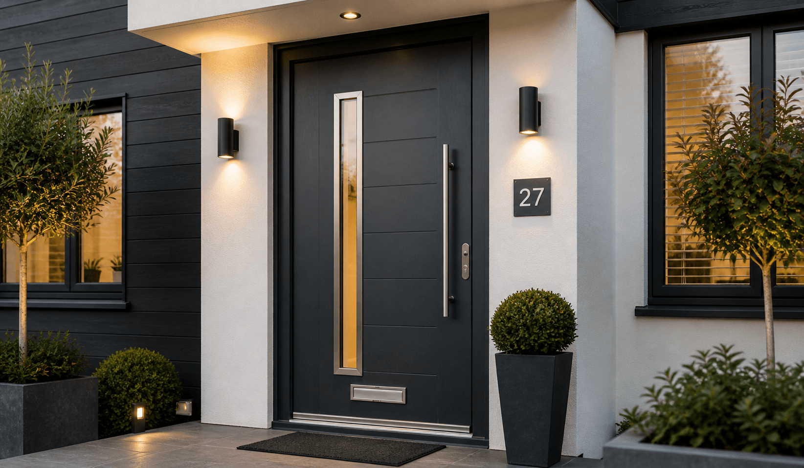 Anthracite grey window installation